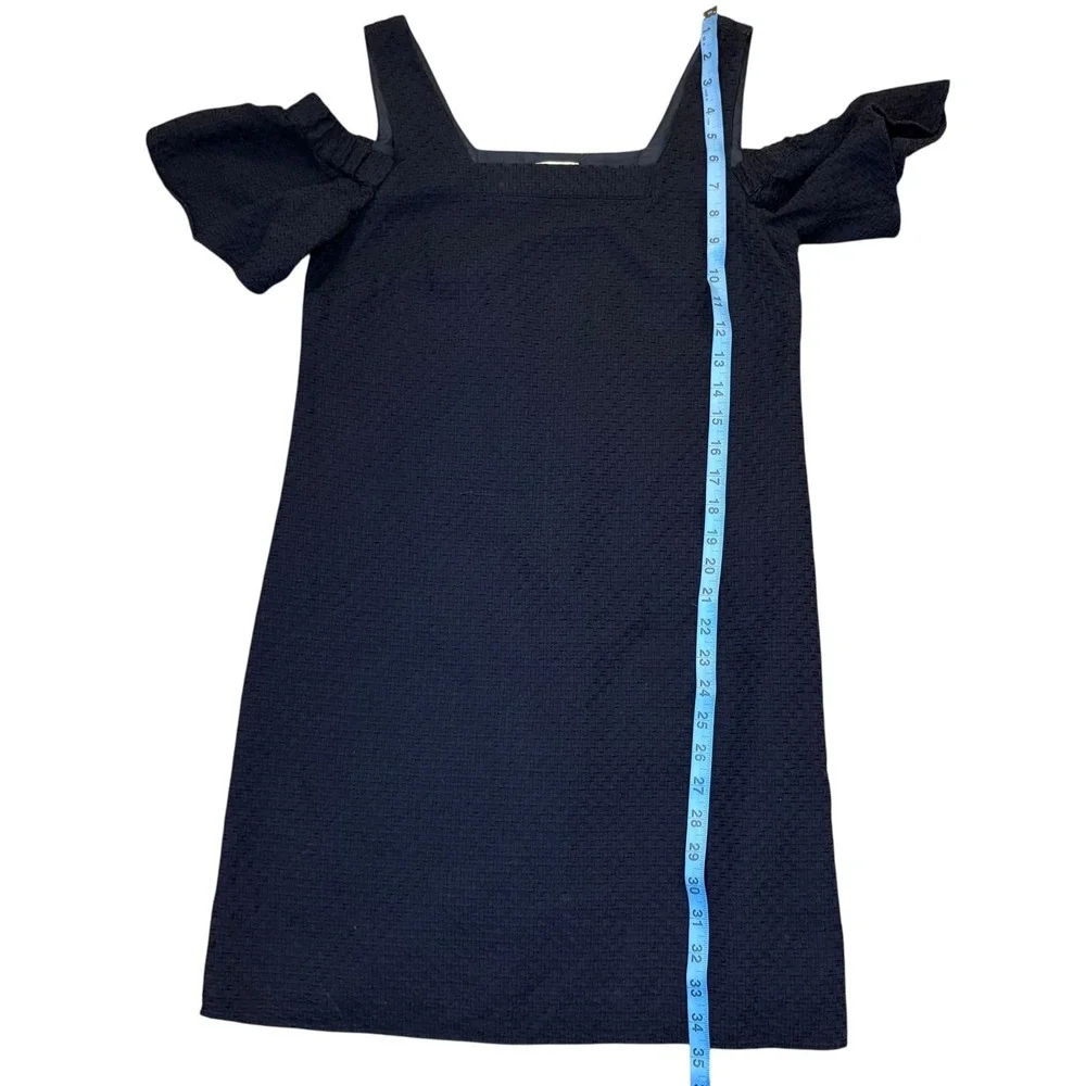 J.Crew Womens Dress XS Navy Blue Cold Shoulder Ruffle Sleeve‎ Mini.